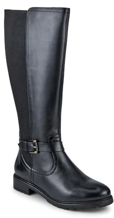 Pavers Wide Fit Leather Elasticated Long Boots - Black Size 7