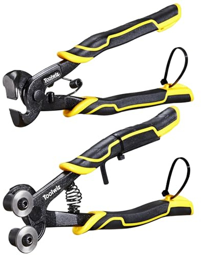 Toolwiz Juego de 2 alicates de corte de azulejos de cristal de alto rendimiento con rueda de tungsteno y alicates de cerámica con mango antideslizante para vidrieras, mosaicos, cerámica y azulejos