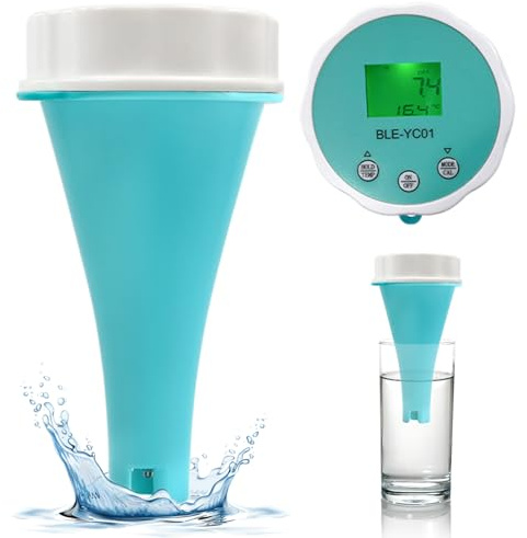 Odoukey Probador Digital de Agua para Piscinas, Monitor de Piscina 6 en 1 (ORP, EC, salinidad, Temperatura) Control de aplicación Probador de salinidad Pantalla Digital para acuarios, natación, AGU