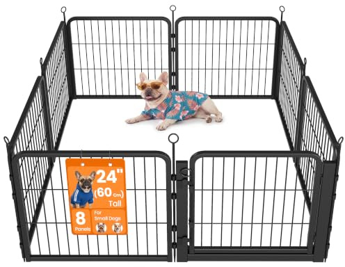Feandrea Dog Playpen, 8-Panel Steel Folding Pet Enclosure with Door | Puppy Pen, 138.5 x 138.5 x 60 cm, for Indoor and Outdoor, Ink Black, DACK Collection PPK026B102