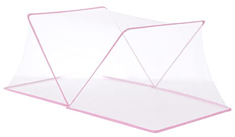 Ysyqkn Himmelbett Zimmerdekoration, Zusammenklappbares Bettzelt für Erwachsene, Bettvorhang für Wohnzimmer, Rosa 190x80x80cm