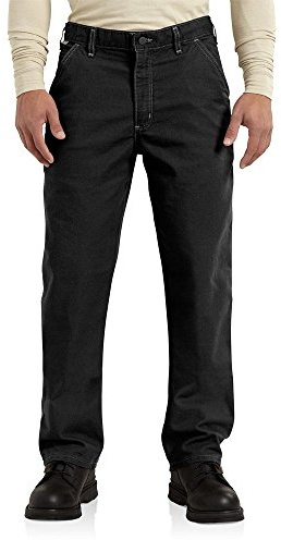 Carhartt Mens Fr Washed Duck Dungaree Work Utility Pants, Black, 34W x 34L US