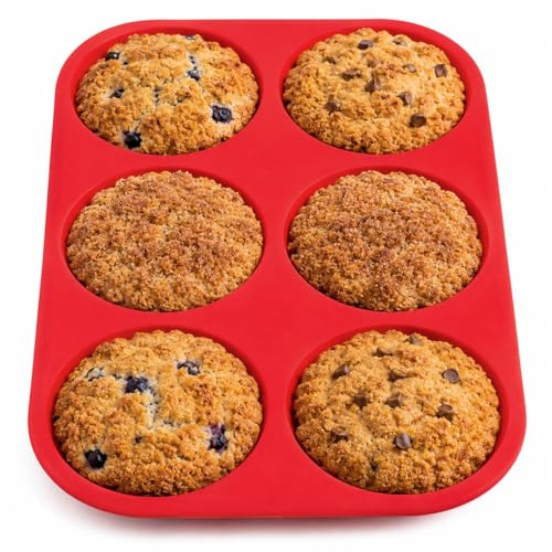 Mrs. Anderson's Baking 6-Cup Muffin Top Pan, Non-Stick European-Grade Silicone
