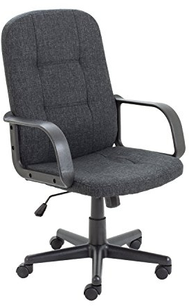 Office Hippo Desk Chair, Ergonomic Contemporary Office Chair With Fixed Arms & Moulded Seat For Extra Comfort, PU Leather Computer Chair With Lock Tilt Recline - Charcoal Grey