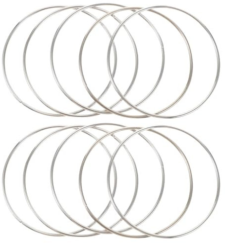 VOSAREA 10 Stücke Metallringe zum Basteln 10cm Silber Makramee Ring Metall Drahtringe zum Basteln Metallringe Deko für Hochzeitskranz, Traumfänger, Floristik