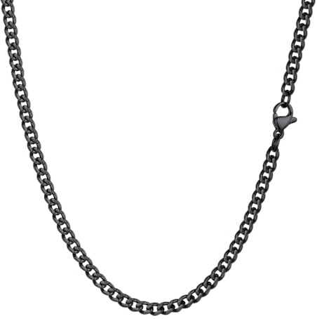 PROSTEEL Black Chain Necklace Men and Women Link Curb Chain Jewelry 18 inch Black Cuban Chain