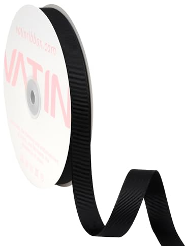 VATIN 16mm Grosgrain Ribbon, 45 Metre,23m Each Roll Perfect for Wedding Decor, Wreath, Baby Shower,Gift Package Wrapping and Other Projects (Black) | Perfect for Gift Wrapping, Wedding Decoration, Floral Bouquet, Hair Bow, DIY Craft,Christmas ribbon