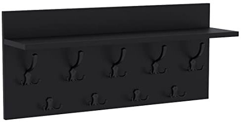 AKKE Garderobenpaneel Garderobenleiste Wandgarderobe Mit Ablage Wandpaneel Garderobe PVC Verti 40x90 cm SCHWARZ | SCHWARZ