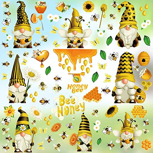 9 Blätter Fensterdekoration Blumen,Biene Gnom Aufkleber,Fensterbilder Frühling Blumen,Glassticker Selbsthaftend,Fensterbilder Blumen Wiederverwendbar,Fensteraufkleber Biene