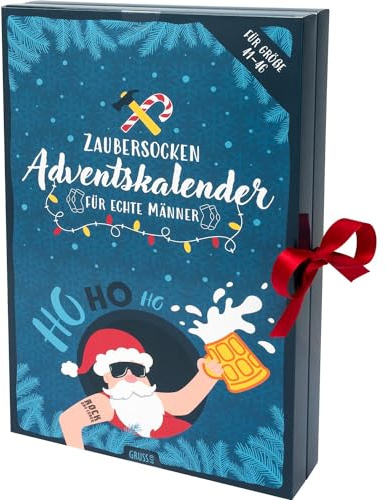 GRUSS & CO 51181 Calendrier de l'Avent pour hommes | Calendrier avec 12 paires de chaussettes pour homme, pressées individuellement en 24 paquets, taille 41-46 | Cadeau amusant pour homme