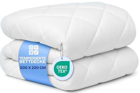 DREAMWAY - Bettdecke 200x220cm Ganzjahresdecke 4 Jahreszeiten, Steppdecke 300gsm Mikrofaser 220x200 cm, Super Weiche Zudecke Schlafdecke Atmungsaktive 200 x 220 Weiß, Oeko-Tex Zertifiziert