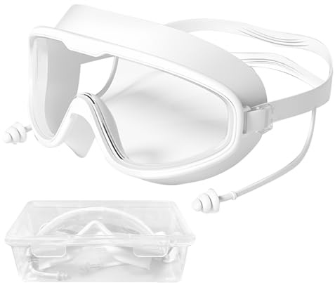 ESYFOR Schwimmbrille Herren Damen, Swimming Goggles UV-Schutz Anti-Nebel Verstellbarer 180° Panoramablick Taucherbrille mit Ohrstöpseln und Brillenetui für Erwachsene und Jugendliche