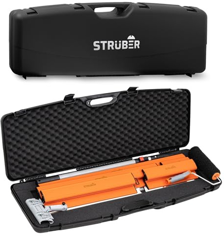 STRÜBER Flächenspachtel Set im Koffer- 5 x Flächenspachtel (250mm, 400mm, 600mm, 800mm, 1000mm) - Ergonomischer Z-Griff - Teleskopstange + Adapter - Rollspachtel - Made in EU