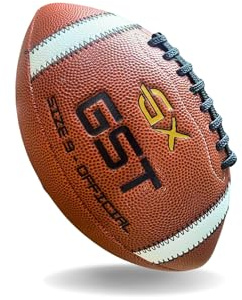 GX Official Size 9 American Football – 2000 Series, Premium GST Leather, Pro Grip, Game & Training Ball for High School & College