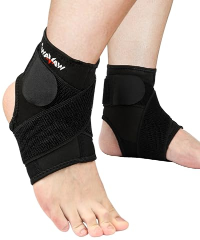 FitDA Cavigliera Sportiva, 1 Paio di Tutore Caviglia, Fascia per Cavigliera con Strappo,Elastica Regolabile Atmosphiratione, per Pallavolo, Corsa, Uso Quotidiano, Taglia Unica per Donna Uomo
