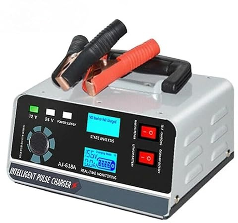 EAFCAuto 12V / 24V Cargador de batería para Coche, 400W de Alta Potencia, Reparación de Pulso Inteligente, Pantalla Digital LCD, para Coche, camión, Barco y Motocicleta