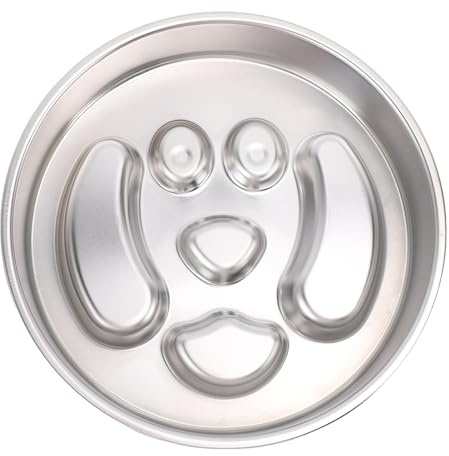 ZASCHMOY Stainless Steel Slow Feeder Dog Bowl with Non Slip Bottom - Anti Choking Design for Healthy Eating - Versatile Pet Food & Water Bowl - Bone Pattern (Puppy Pattern)