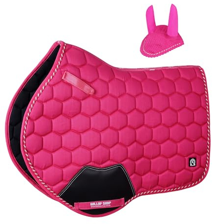 Gallop Shop Close Contact Saddle Pad with Matching Ear Bonnet / Horse Pad / Horse Saddle Pad (Hot Pink, Full)