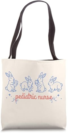 Easter Pediatric Nurse Bunny Rabbit Doodle PEDS PICU NICU Tote Bag