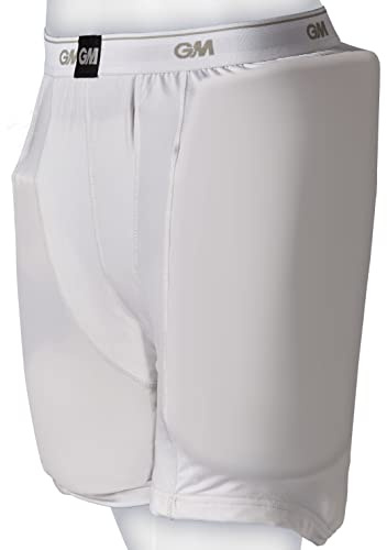 GM Gunn & Moore Pantalones Cortos Protectores de críquet | 909 | Mezcla Especial de algodón elástico con Cintura elástica para un Ajuste cómodo | Bolsa Integral para Box Abdo Guard | Blanco | Grande