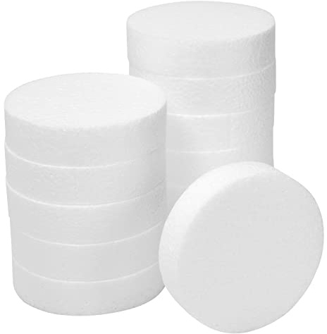 12 Pack Foam Circles for Crafts, Round Polystyrene Discs for DIY Projects (10.2 x 10.2 x 2.5 cm)