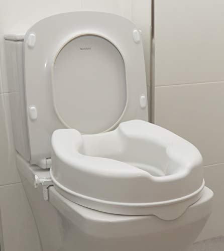 OrtoPrime Elevador WC sin Tapa - Altura 10 Centímetros - Asiento de Inodoro Ortopédico con cierres Laterales de Seguridad - Alzador WC Fijación Universal Adaptable