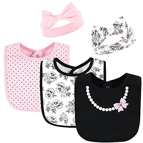 Hudson Baby Unisex Baby Cotton Bib and Headband Or Caps Set, Toile, One Size Bandana, Taille Unique Mixte bébé