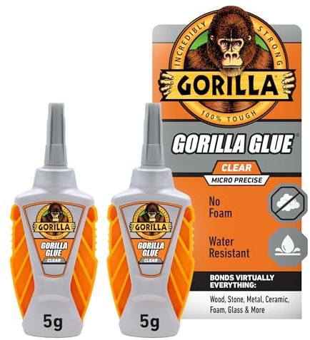 Gorilla Glue Micro Precise Clear Glue, 5 Gram (Pack of 2) - Crystal Clear, All Purpose, and Water Resistant