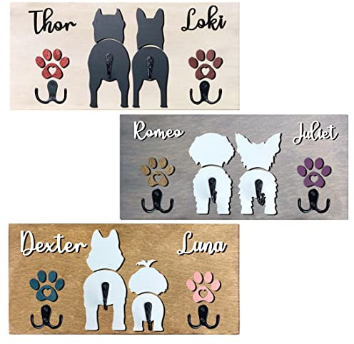 Ozinna Personalisierte Hundeleine-Halter für Wand Hundeleine Schlüsselhalter Individuelle Leinenhalter Wandhalterung für Eingangsbereich Bauernhaus Hundeartikel Aufbewahrungs-Organize (Stil 4)