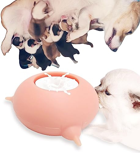 Mangeoire à lait pour chatons et chiots, mangeoires pour plusieurs chiots, mangeoire à lait en silicone de qualité alimentaire pour chaton chiot avec 3/4 (3 tétons 200 ml)