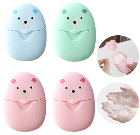 Visxcnu 200 Hojas jabón, jabón Papel portátil, Colores Surtidos Papel Jabón, Jabón Papel Desechable Portátil En Laminas con Caja Plástico, Papel Jabón Mini Viaje para Acampar Viaje Camping