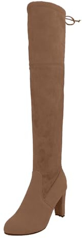 Stivali sopra il ginocchio, da donna, in pelle scamosciata, per equitazione, con tacco alto, da donna, al ginocchio, antiscivolo, colore nero, taglia 36-43, marrone, 37 EU