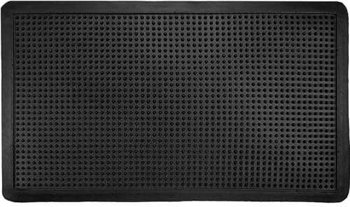 TECHZOCO Felpudo de Goma, Alfombra de Entrada de Caucho, Felpudo ecológico de Goma diseño Picos, Alfombrilla de Entrada, Tapete de Bienvenida, 100% Caucho, 55 x 30 cm, Negro