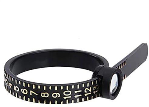 Outil de mesure de baguier – Outil de mesure de taille de bague | Mesureur de taille de bague | Mesureur de taille de doigt réglable avec loupe | Kit de taille de bague pour homme et femme (taille de