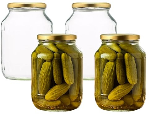Devitre 4 große Einmachgläser 1700 ml Vorratsgläser mit Deckel und Etiketten