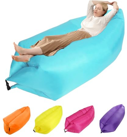 plplaaoo Lettino Gonfiabile, Divano Gonfiabile Per Viaggiare, Sedia da Spiaggia da Campeggio All'aperto, Lettini Gonfiabili, Materasso Ad Aria Pieghevole Portatile Per Feste in Spiaggia (blu)