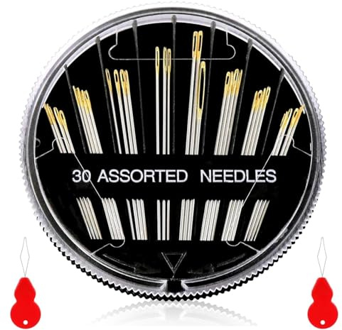 Senshuomy 30 Pack Stainless Steel Hand Sewing Needles with Clear Storage Case