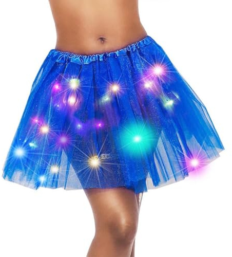 Jupe Tulle Femme Led Tutu Bleu 40 cm Jupe Tutu Led Dame pour Adulte Filles Costume pour Parti, Ballet Danse, Fancy Dress, , Noël, Nouvel An, Carnaval