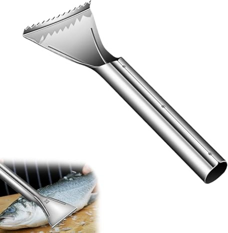 Stainless Steel Fish Descaler Tool Set, Portable Serrated Fish and Seafood Descaling Agent, Quick Fish Scale Remover with Sawtooth for Home Kitchens & Seafood Markets
