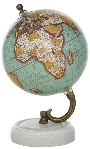 Deco 79 Marble Globe with Marble Base, 5' x 5' x 8', Teal