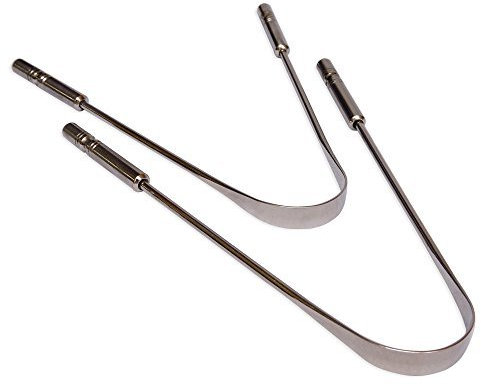 Set di 2 pulisci lingua in acciaio chirurgico, raschietto per lingua in acciaio inox