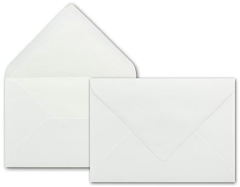 50 x Briefumschläge in weiss mit weißem Seidenfutter, DIN B6 12,5 x 17,6 cm, Nassklebung ohne Fenster - Ideal für Hochzeits-Einladungen Grußkarten Weihnachtskarten
