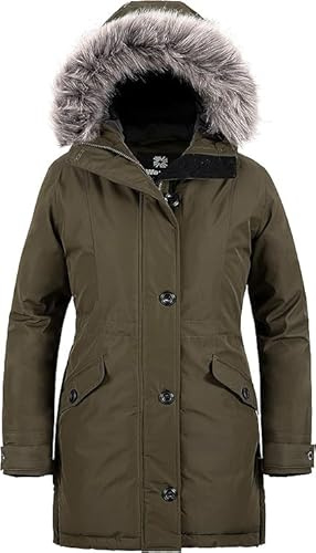 wantdo Women's Hooded Winter Parka Waterproof Warm Long Puffer Jacket Army Green Large