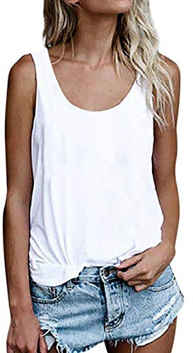 Débardeurs d'été femme - Sans manches - Tunique ample, Blanc 786, XL