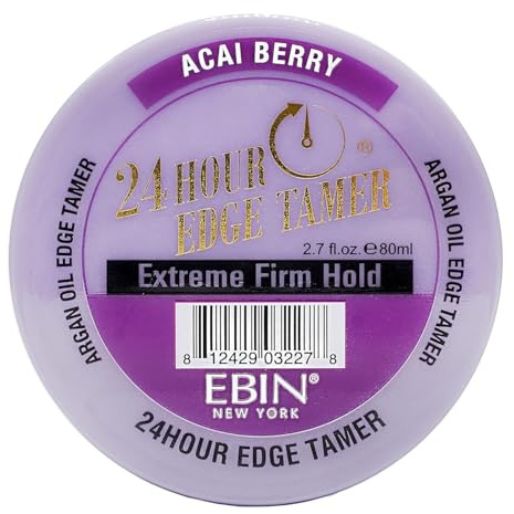 EBIN NEW YORK 24 Hour Edge Tamer Refresh – Extreme Firm Hold, 2.7 Oz, Acai Berry – No Flaking, No White Residue, Shine and Smooth with Argan Oil & Castor Oil