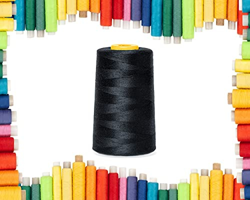 Rohans Overlock Filo da 40/2 (120), 4570 metri, coni di filo per macchina da cucire, multicolore, 100% poliestere (nero, 1)