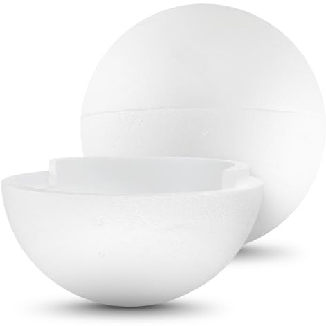 Netuno 1 bola de poliestireno de 20 cm, color blanco, divisible, para manualidades, manualidades, hobby, arte, escuela, decoración navideña, bolas decorativas