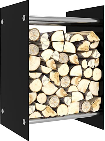 Festnight Kaminholzregal Innen Glas Brennholzregal Holzregal Kaminholz Innen Holzunterstand für Kaminholz Holzlager kaminholzständer Brennholzlager Kaminholzunterstand 40x35x60 cm