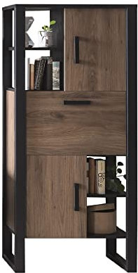 58 aufm Kessel Stauraumelement Jami 75x163x39 Stauraumschrank Schwarz-Okapi Nuss/Okapi Nuss 10136