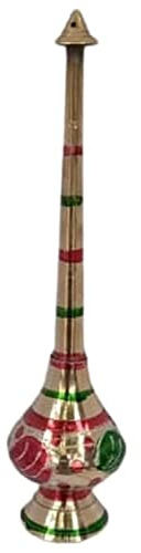 RSGM 9 Brass Gulab Pash, Holy Water Sprinkler for Puja, Traditional Rituals, Leaf Design